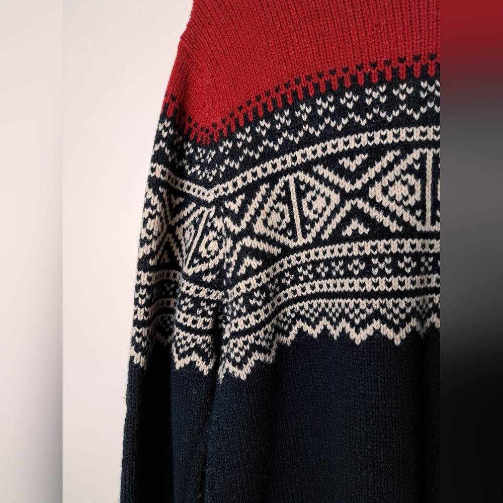 CHEROOKE Sweater Men's XL Nordic Print Lambswool Blend Cabin Core Winter Skiing - Picture 3 of 12